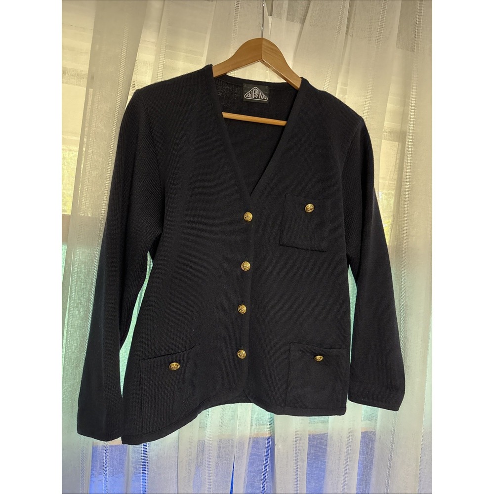 French Wool Knit SHIP WAY Cardigan Jacket‎ M/L in France Anchor Buttons 90s